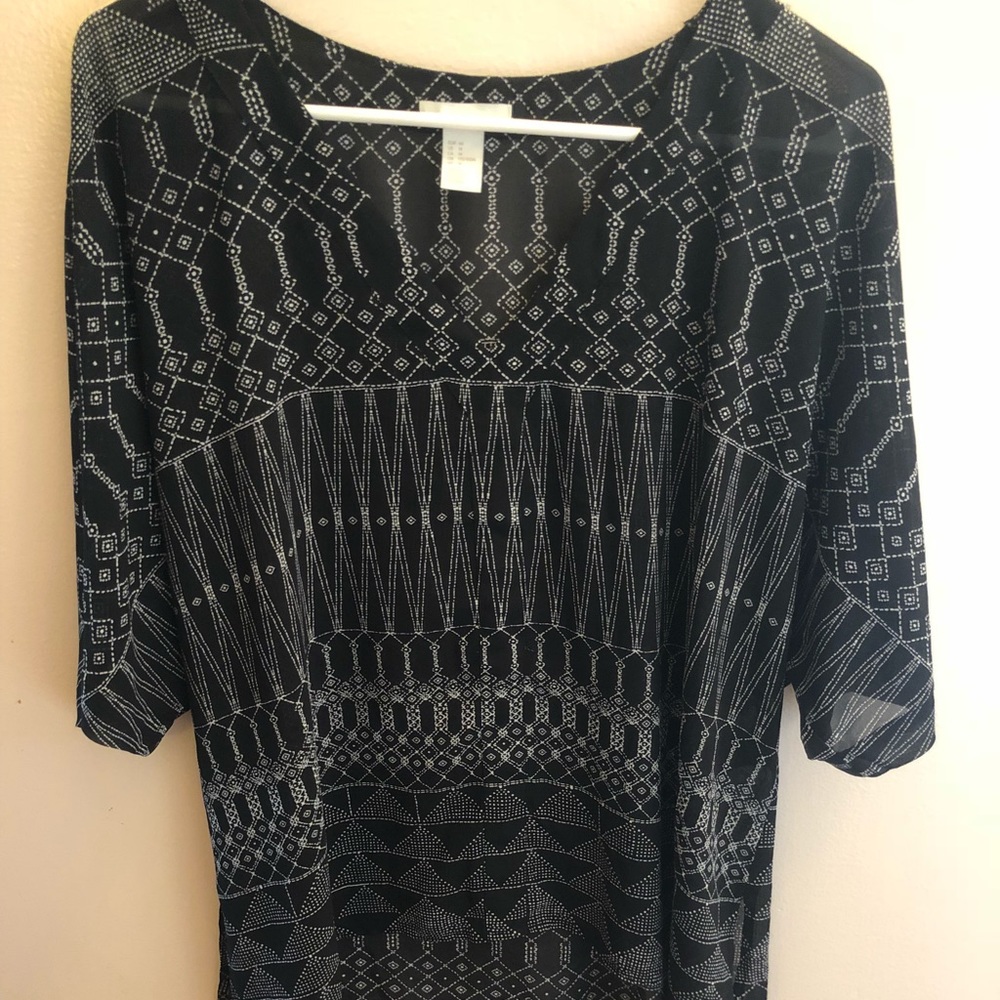 Black and white print blouse